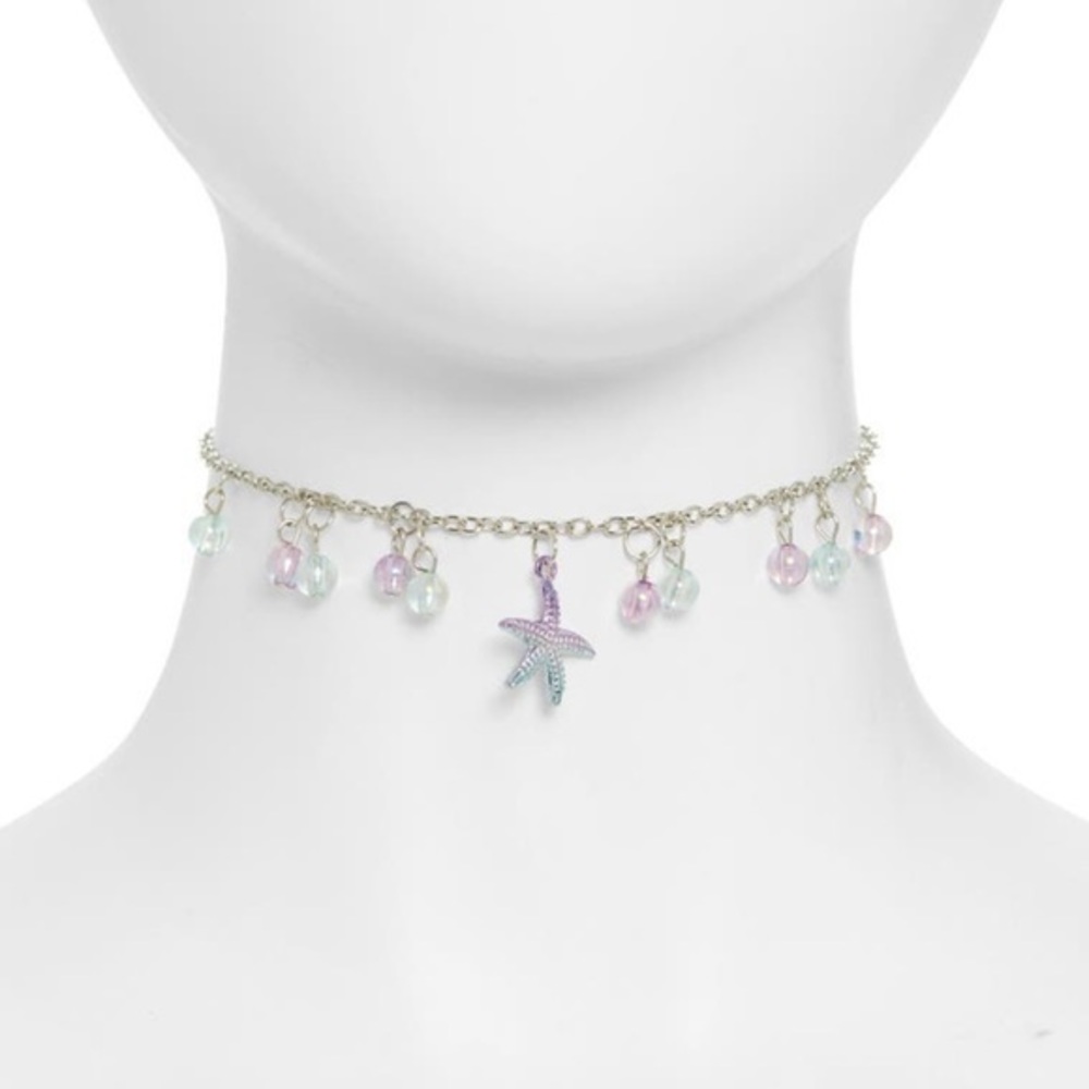 Mermaidcore Sea Life Choker - NIP - Silver + Holographic - Nordstrom -Adjustable